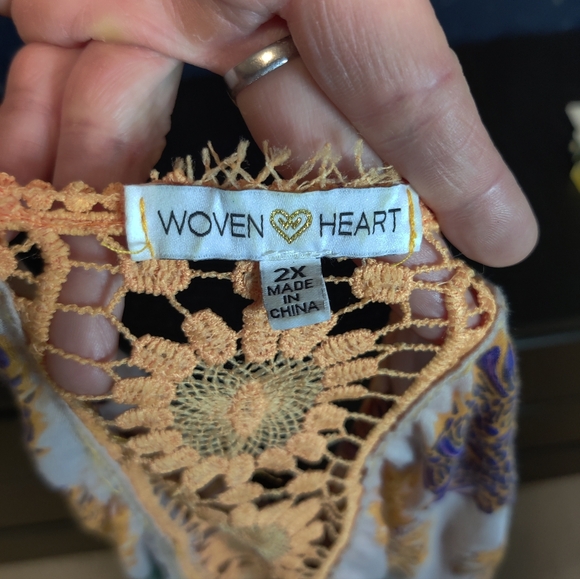 Flowy Bohemian Floral Kimono With Gold Accents And Fringe - Picture 5 of 5